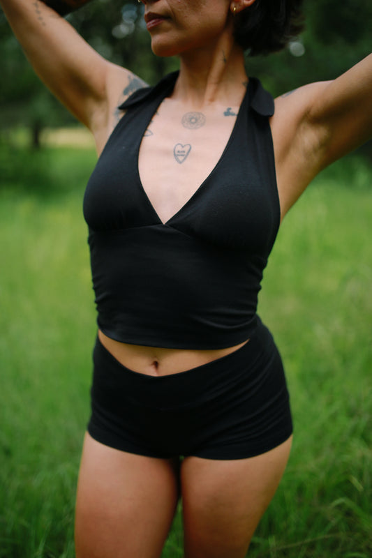 Halter Crop Top de Algodón